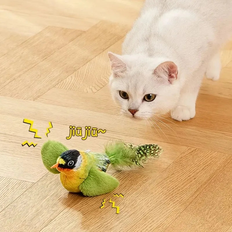 Interactive Cat Toy with Intelligent Sound Sensing Realistic Bird Calls and Built-in Catnip for Enhanced Playtime for Cats Toy