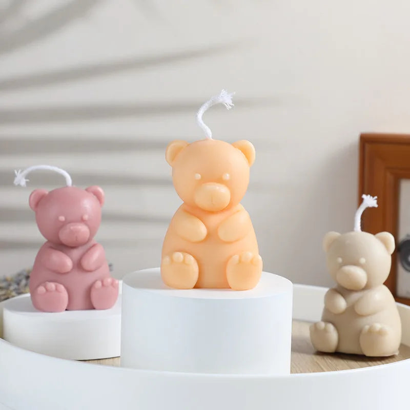 3D Cute Cartoon Bear Silicone Candle Mold Gift Making Kit