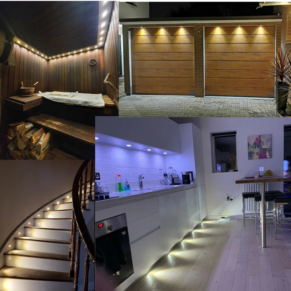 1W Mini Recessed LED Spotlight IP65 for Ceilings Cabinets and Stairs 15mm Downlight with 12V Transformer