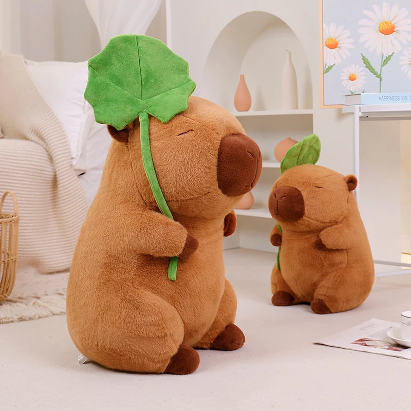 30-85cm Giant Lotus Leaf Umbrella Capybara Plush Toy
