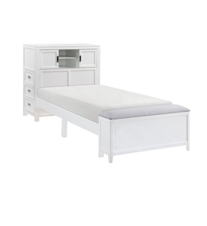 Youth Explorer Twin Bookcase Platform Bed by Homelegance - White