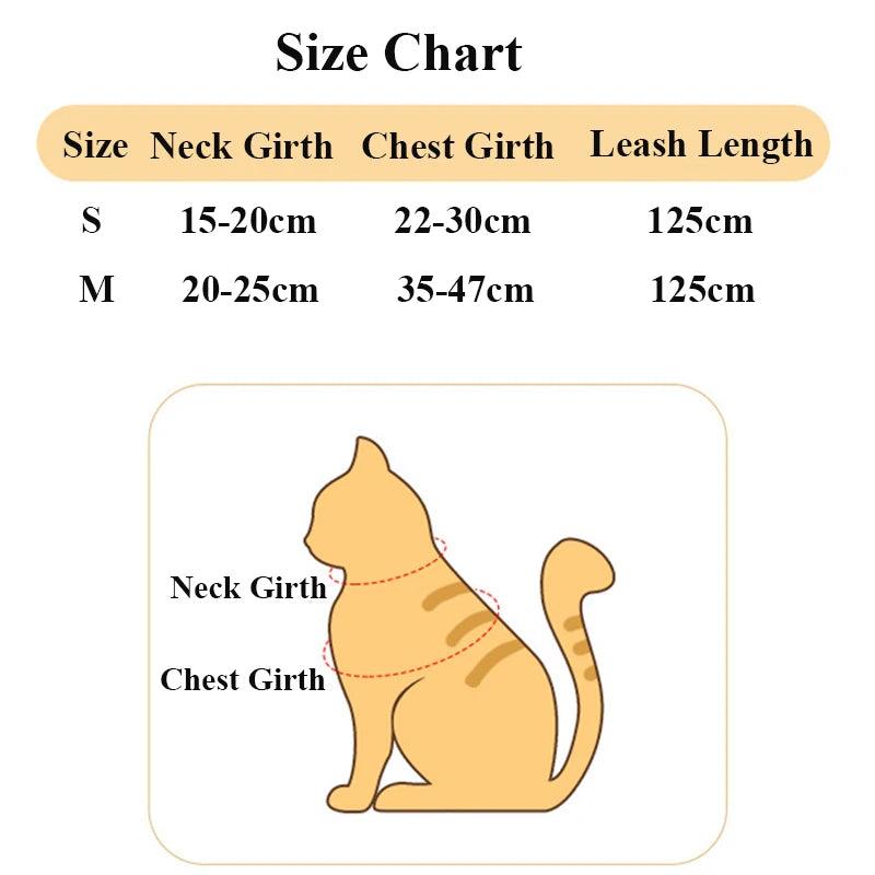 Cat Harness and Leash Set Adjustable Escape Proof Pet Harness for Kitten Outdoor Walking Cat Collar Lead Leash Pet Supplies