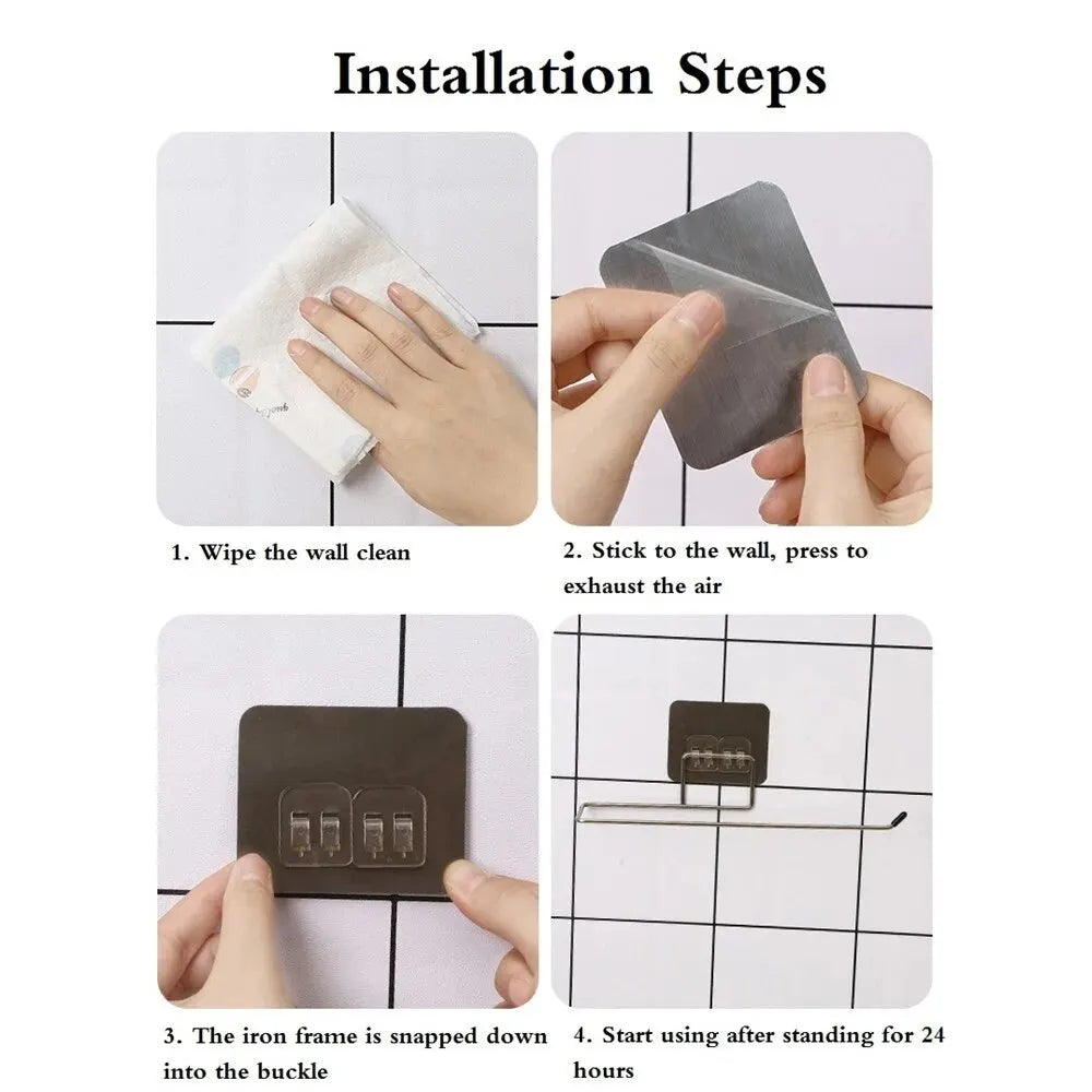 2PCS Kitchen Paper Towel Holder Adhesive Rack for Storage