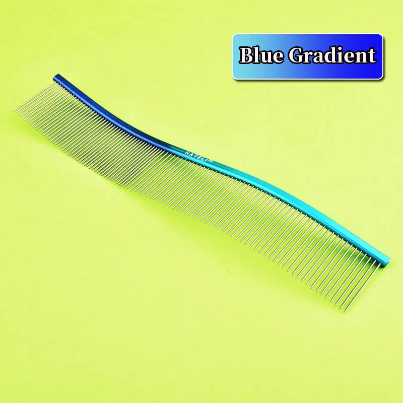 22cm S-Shaped Stainless Steel Pet Grooming Comb for Cats and Dogs with Dense Teeth for Effective Hair Removal and Cleaning