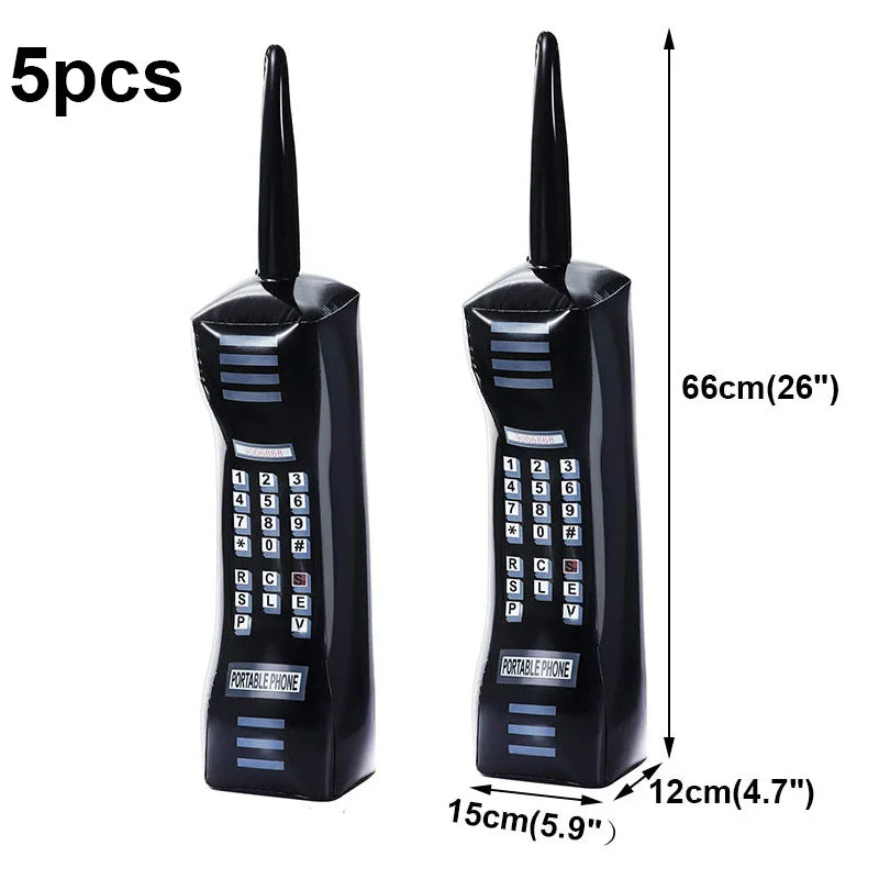 5 Piece PVC Musical Instrument Inflatable Balloon Set with Guitar and Microphone for Kids Birthday and Retro Party Decorations