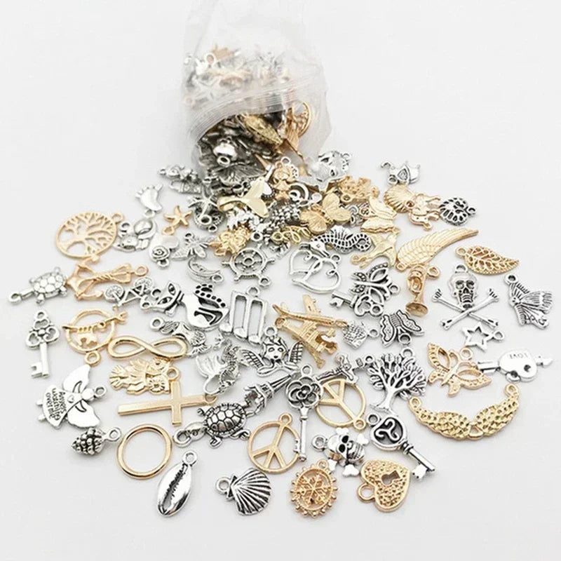 100Pcs Tibetan Silver Animal Charms Beads for Jewelry Making