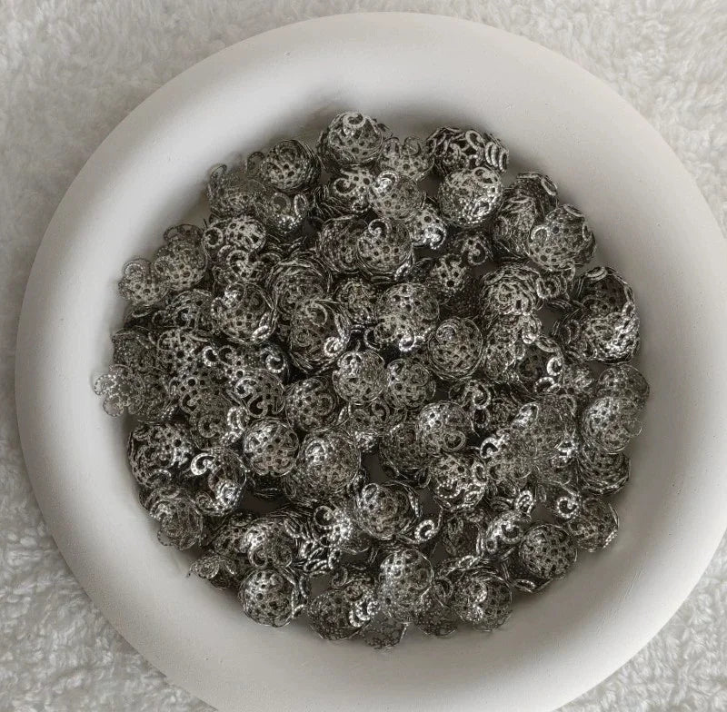 200/600pcs 10mm Five Petals Flower Filigree Bead Caps for Jewelry Making