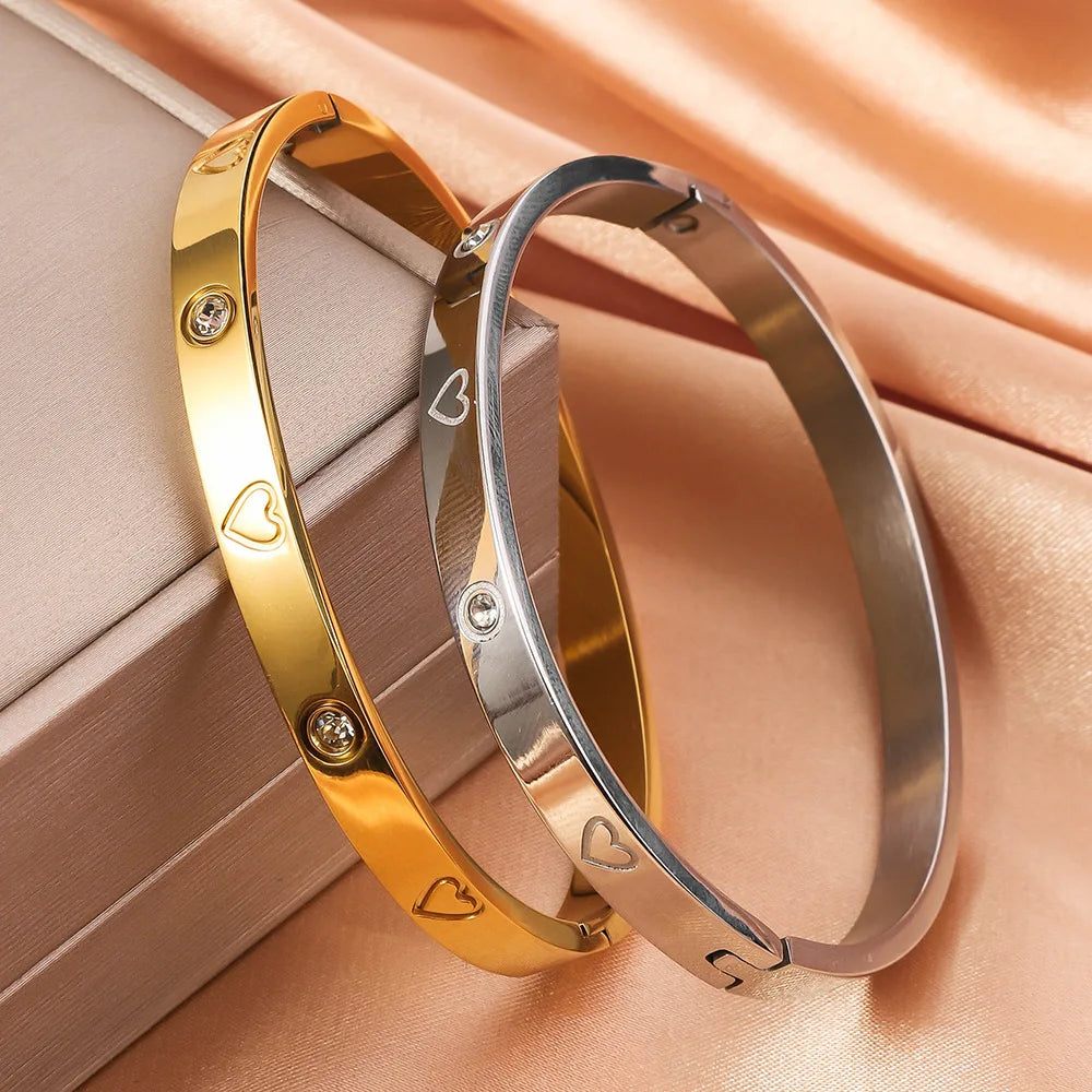 RAKOL Simple 316L Nail Light Luxury Titanium Steel Bracelet for Women High Quality Non-fading Hand Jewelry