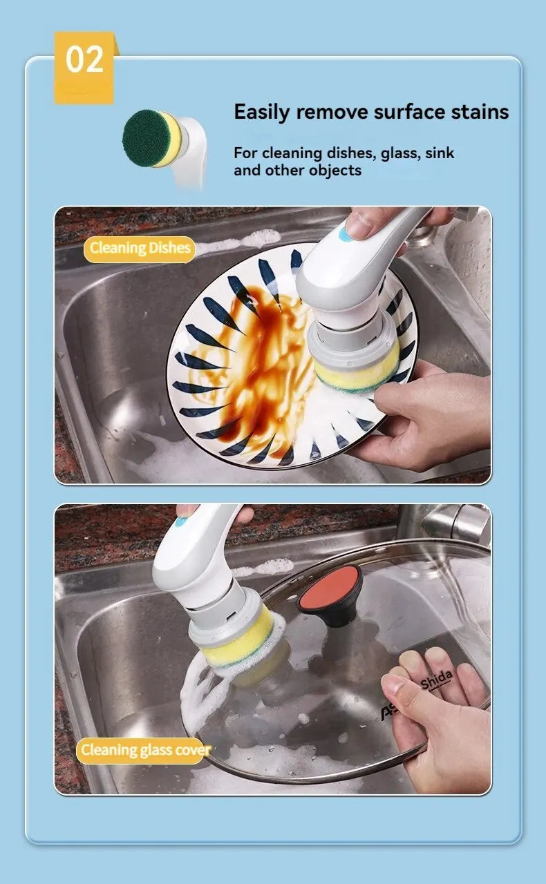 3-in-1 Electric Cleaning Brush USB Rechargeable Rotary Scrubber
