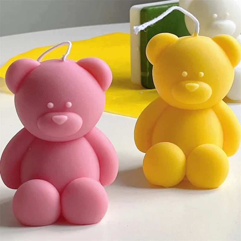 3D Cute Cartoon Bear Silicone Candle Mold for DIY Mini Bear Decor