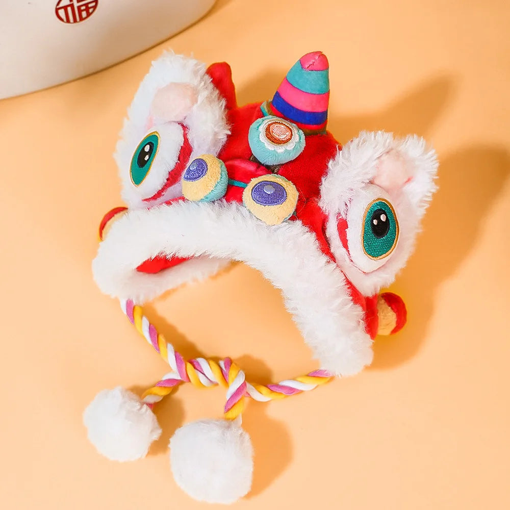 Pet New Year's Tiger Head HatAutumn and Winter Warm Dogs and Cats Funny Transform Headgear Headwear Supplies