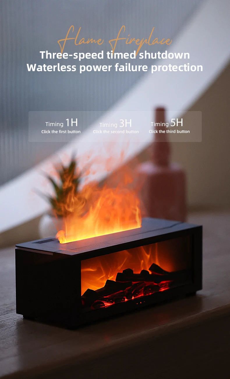 Creative Fireplace Air Humidifier Auto-Off Aroma Diffuser with LED Light and Remote Control