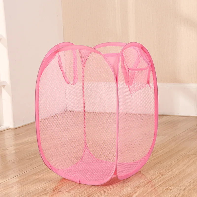 Foldable Color Mesh Clothes Basket for Easy Laundry Storage