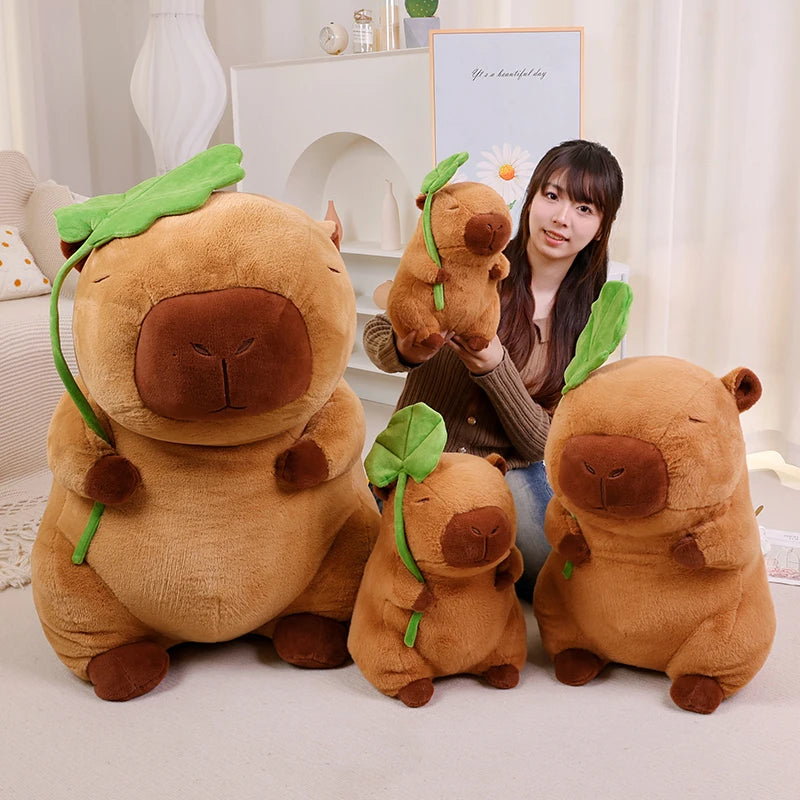 30-85cm Giant Lotus Leaf Umbrella Capybara Plush Toy