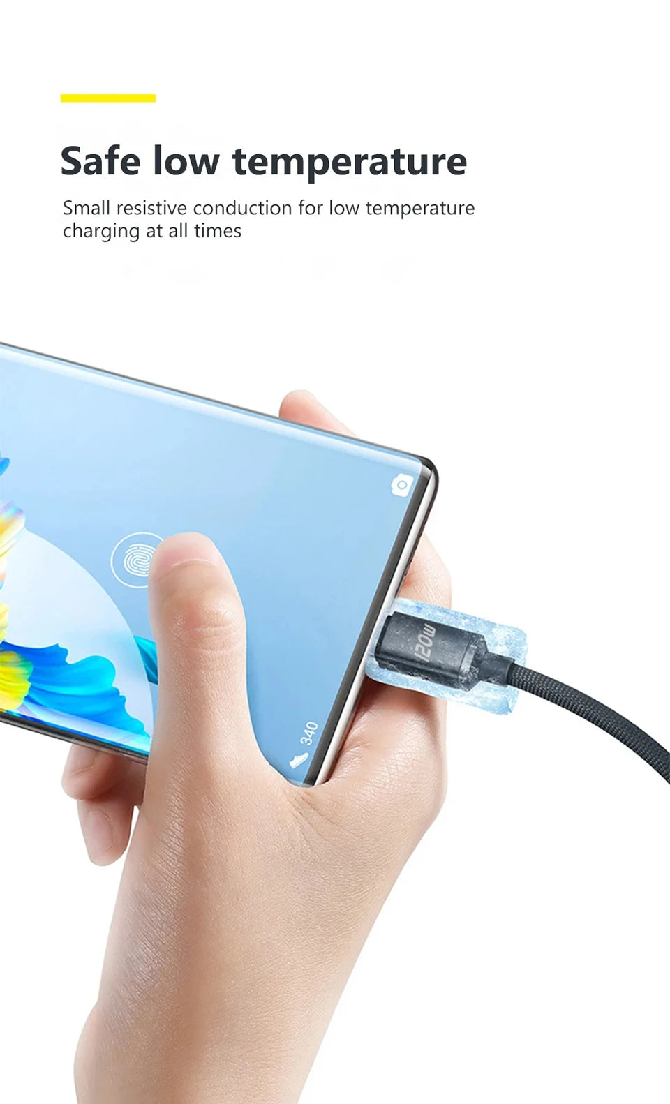 120W 6A Fast Charge USB Type C Cable for Xiaomi Huawei