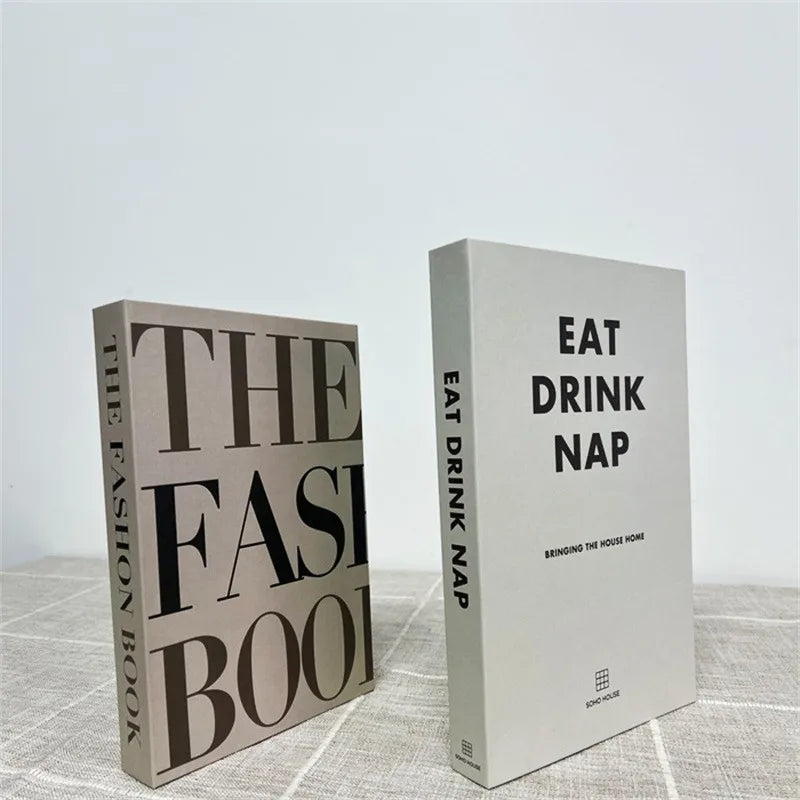 2 Piece Luxury Fake Book Decoration Set for Home and Cafe Decor Vintage Style Ornaments for Study and Club