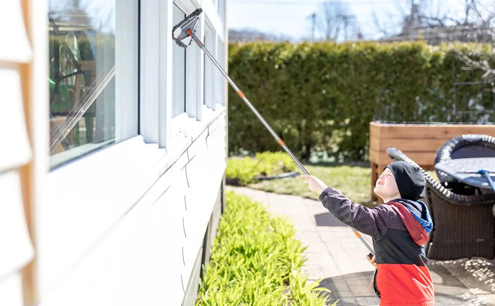 360 Degree Rotating Triangle Microfiber Wall Mop with Long Handle Adjustable Dry and Wet Cleaning Mop for Efficient Floor Dusting