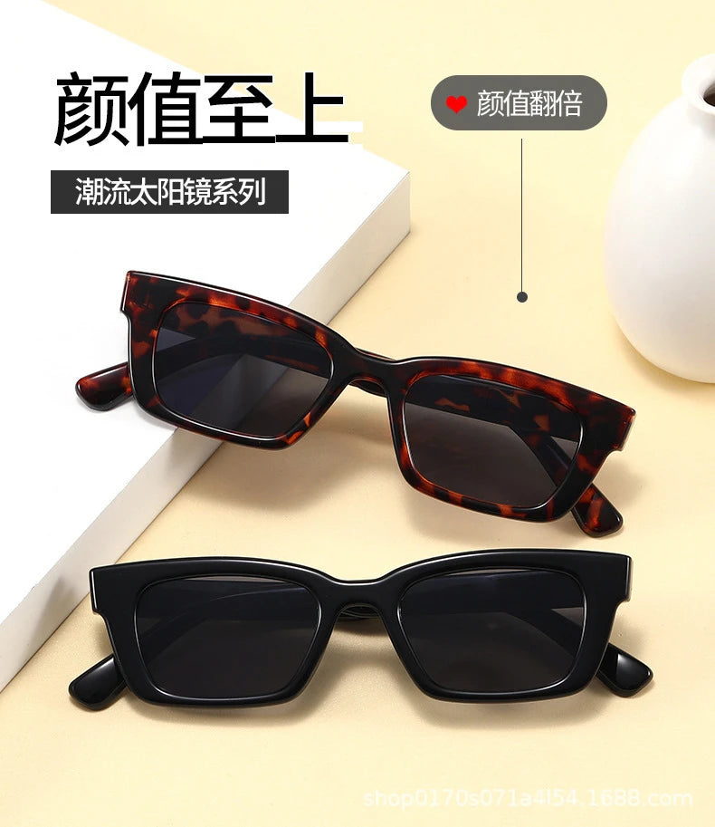 2022 New Fashion Vintage Sunglasses Women Retro Rectangle Eyewear