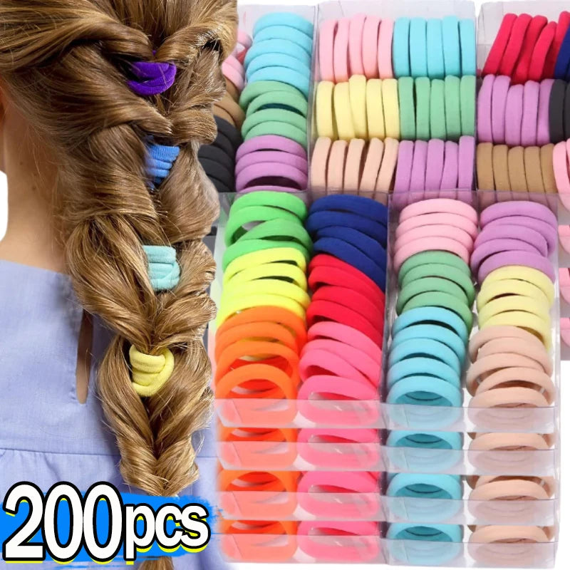 50/200pcs Thicken Girls Hair Bands Elastic Scrunchies Rubber Bands