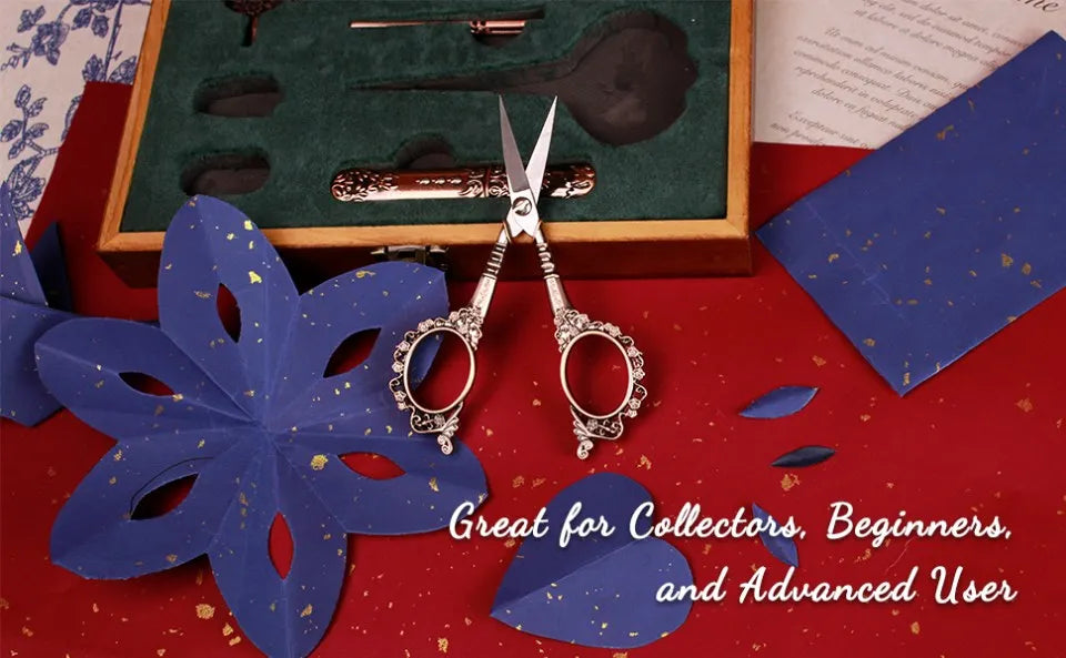 Vintage Sewing Kit Complete European Style Antique Embroidery Scissors Set with Needles and Craft Supplies for DIY Projects