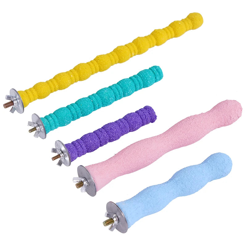 Pet Parrot Claw Grinding Stick Wooden Stick Bird Perching Sand Parakeet Grinding Bar Teeth Bites Toy For Parrot Cage Accessories