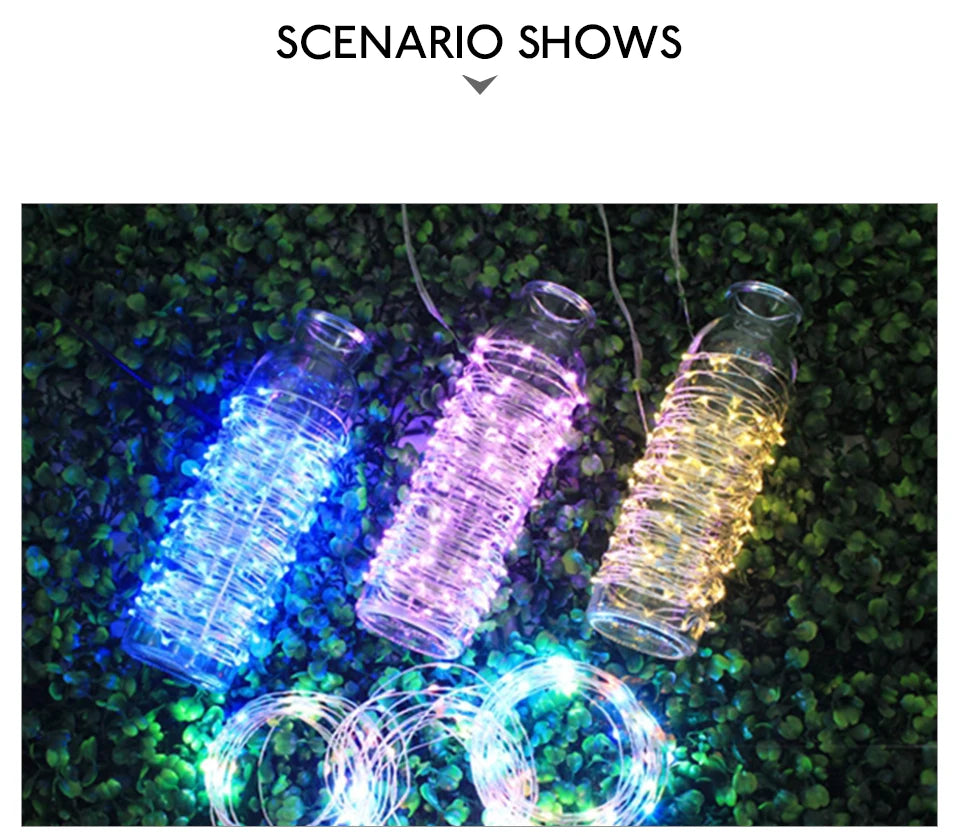 10M 5M 3M 2M Copper Wire LED Tinsel Garland Fairy Lights