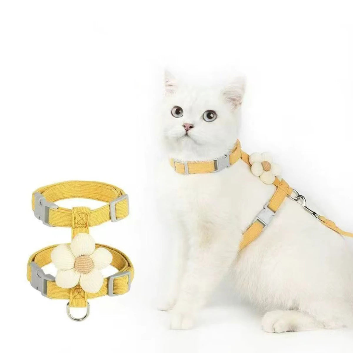 Cat Harness and Leash Sets Adjustable Dog Harness for Small Dog Leash Breashable Pet Harness Out Walking Dog Strap