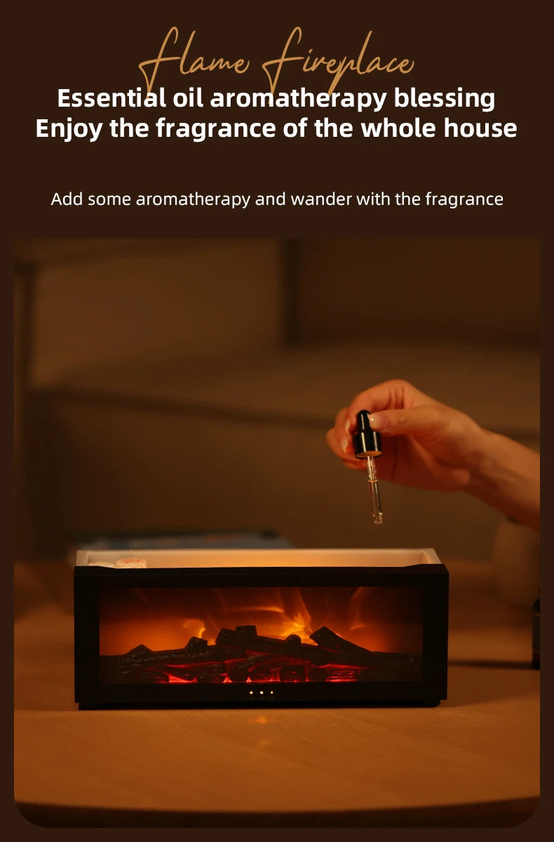 Creative Fireplace Air Humidifier Auto-Off Aroma Diffuser with LED Light and Remote Control