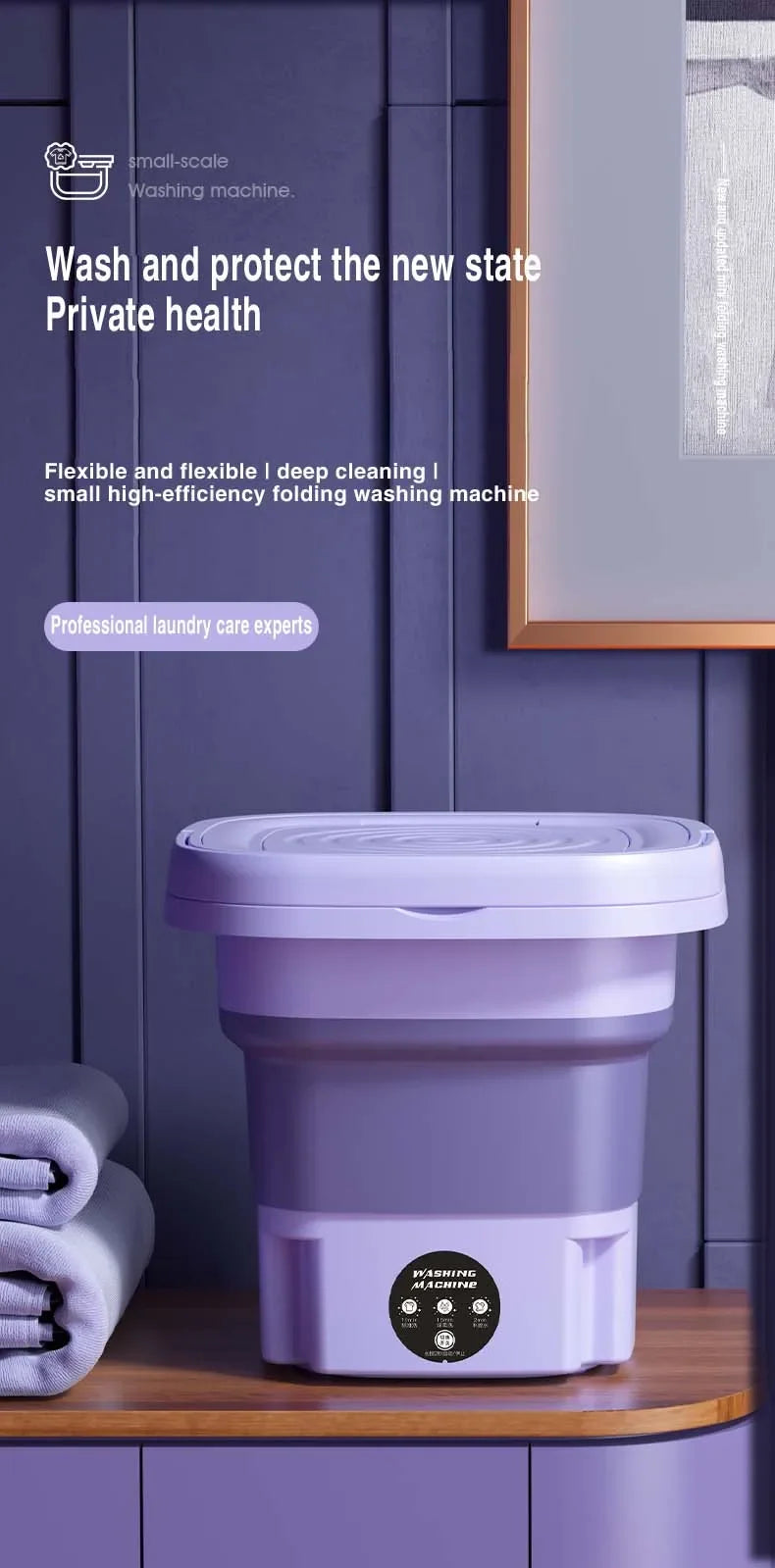 8L Foldable Washing Machine Mini Travel Washer With Drying