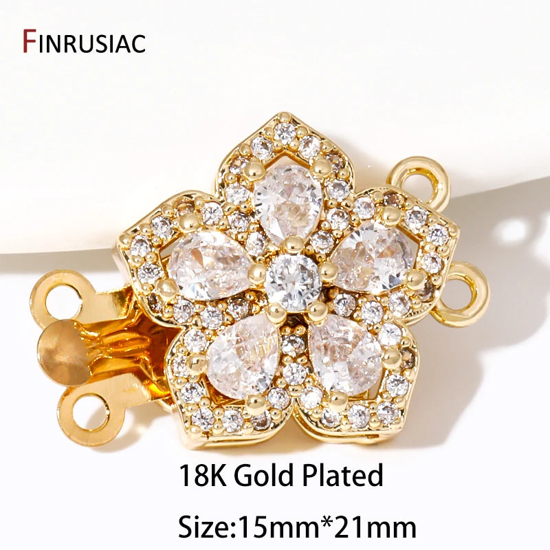 Multi Styles 18K Gold Plated Brass Flower Safety Clasps for DIY Jewelry
