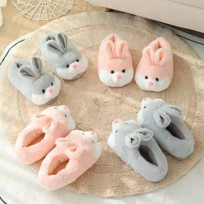 Cute Cartoon Rabbit Cotton Slippers Warm Non-slip Plush Shoes