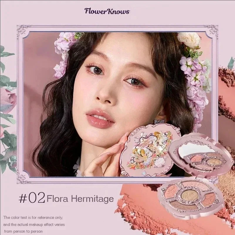 Flower Knows Moonlight Mermaid Eyeshadow Palette 8 Color Eye Makeup with Matte Shimmer and Glitter Finishes for Stunning Looks
