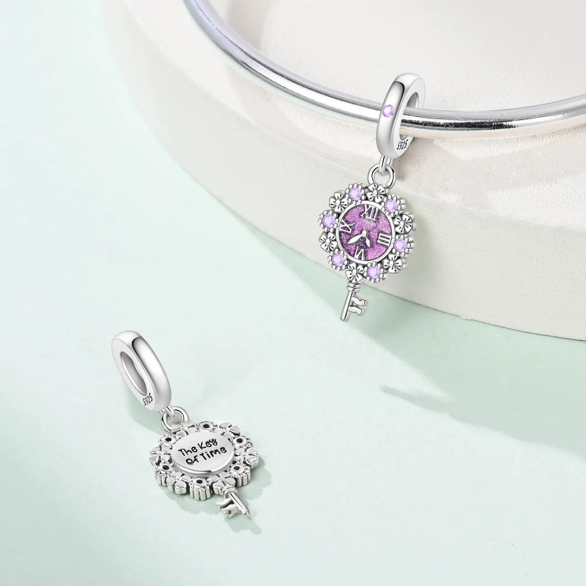 Authentic 925 Sterling Silver Charm Sparkling Star Moon Sun Pendant Jewelry Gift