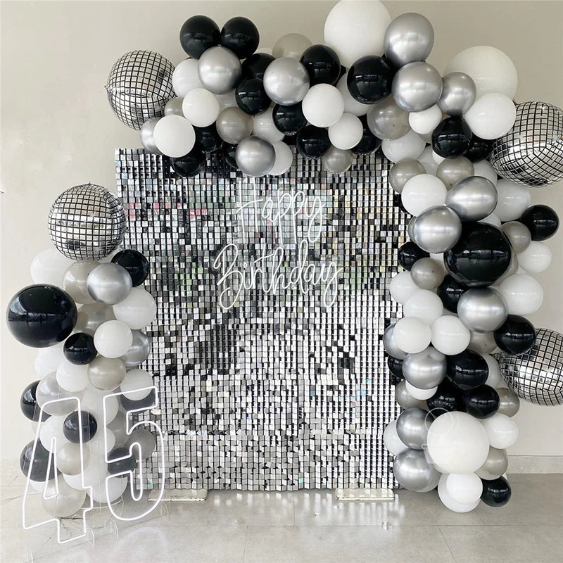 Silver Sequin Wall Backdrop Panels Set of 18 for Wedding Bridal Shower and Bachelorette Party Decorations