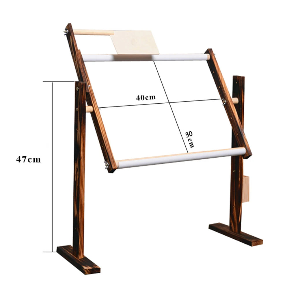 Adjustable Solid Wood Cross Stitch Frame Floor Stand for DIY Embroidery and Needlework