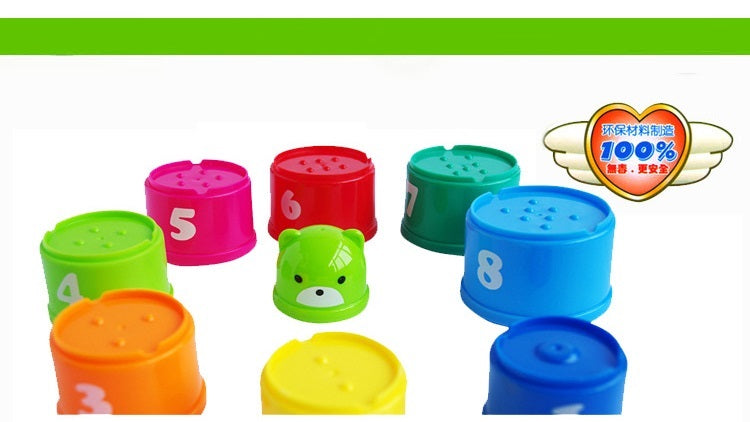 9PCS Set Funny Stacking Cups Toys for Kids Rainbow Learning