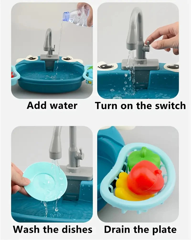 Play House Kitchen Simulation Set with Electric Faucet for Parent-Child Interaction