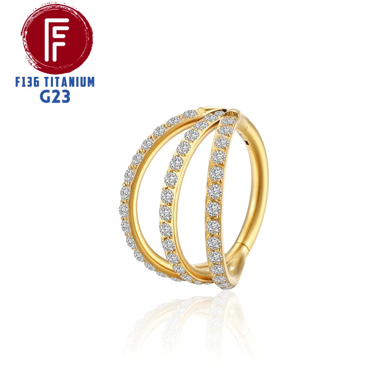 F136 Titanium 3 Layers Nose Rings and Ear Cuff Jewelry