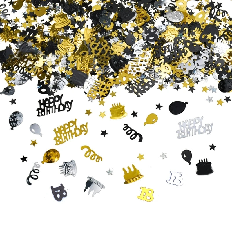 Gold Birthday Party Confetti Table Decorations for Milestone Celebrations Ages 18 to 70