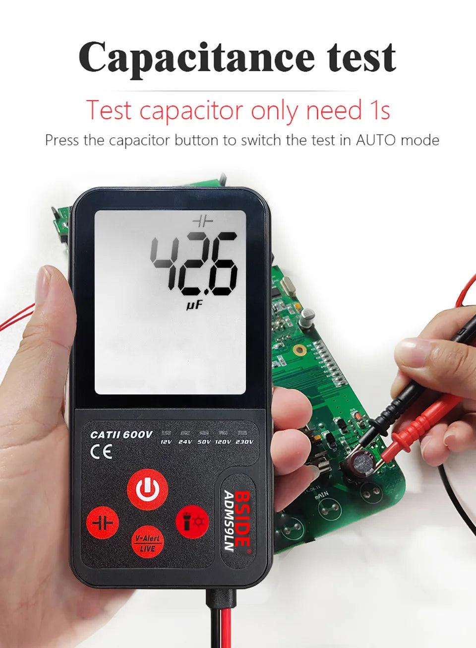 BSIDE Portable Digital Multimeter with AC DC Voltage Detection