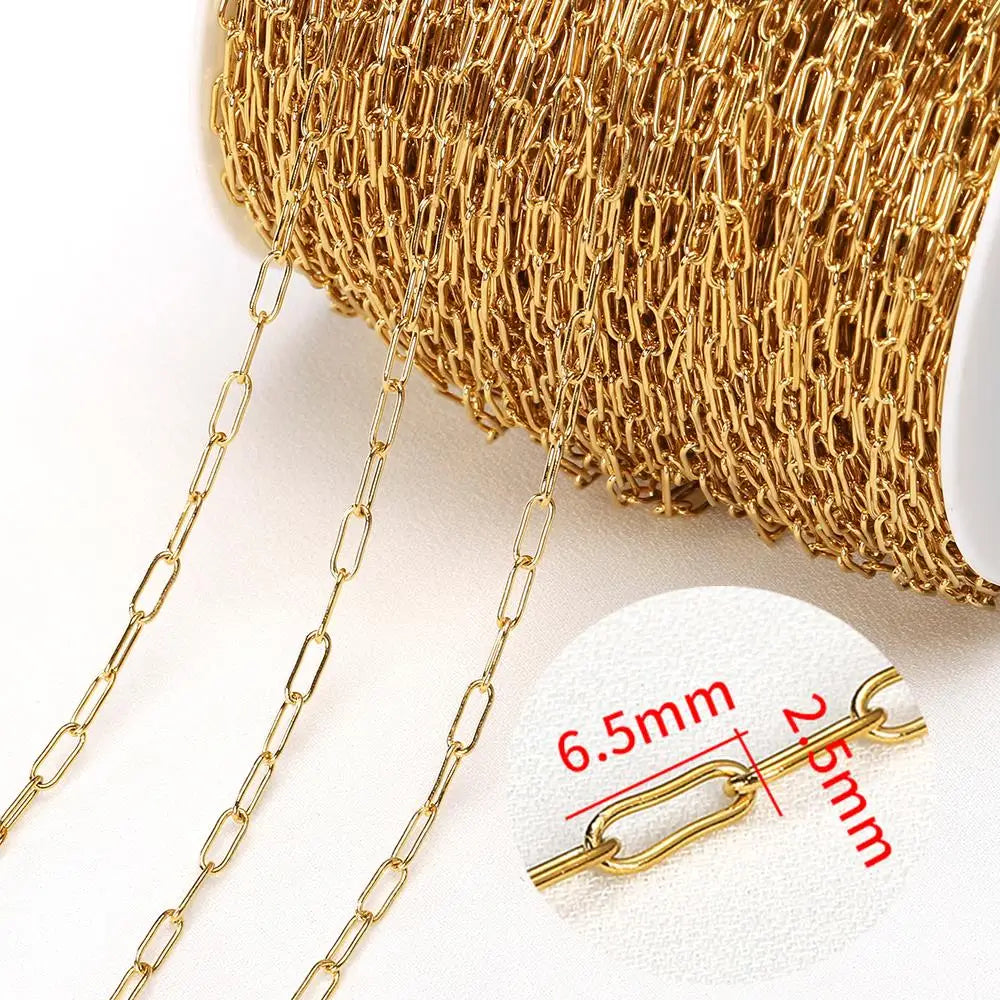 2Meters Stainless Steel Link Cable Gold Chains for DIY Jewelry