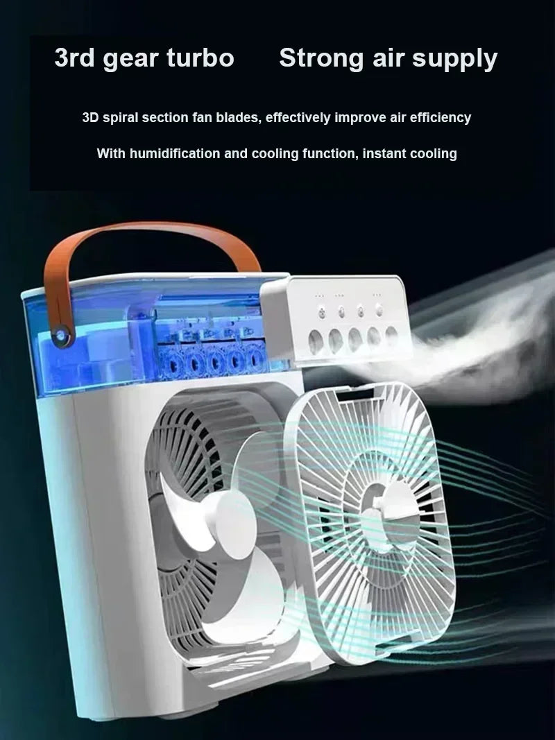 Portable Humidifier Fan 3 In 1 USB Air Conditioner LED Light