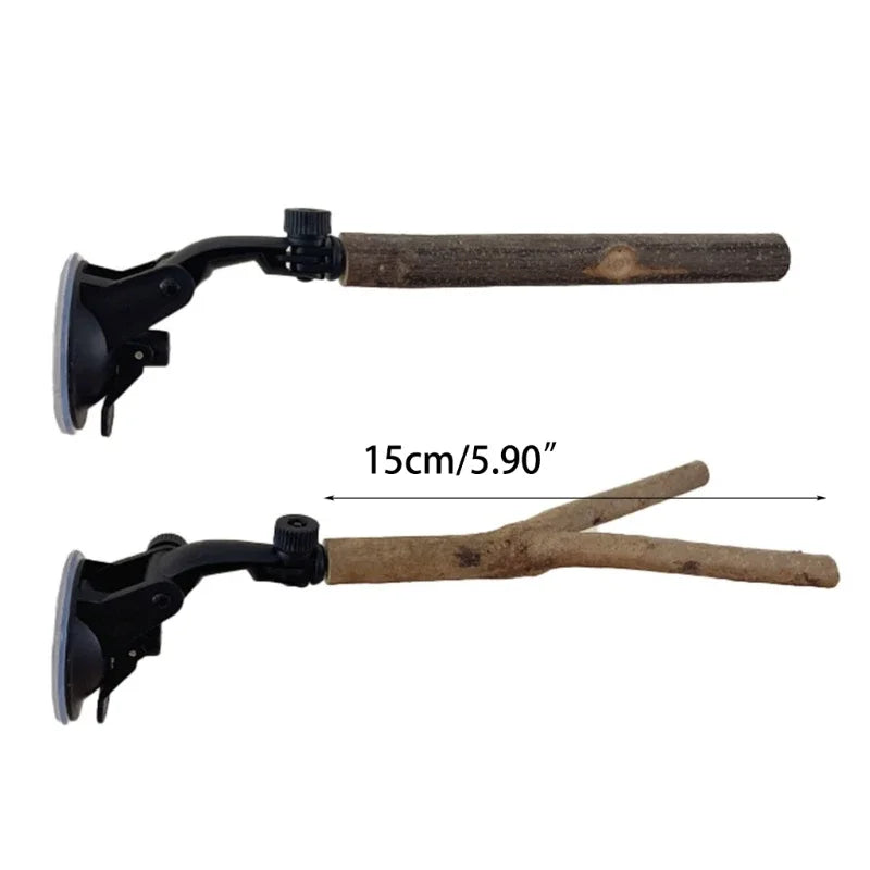 new Parrot Perch Birdcage Accessories Perches Stand Wood Perch Suction Cup Bird Toy