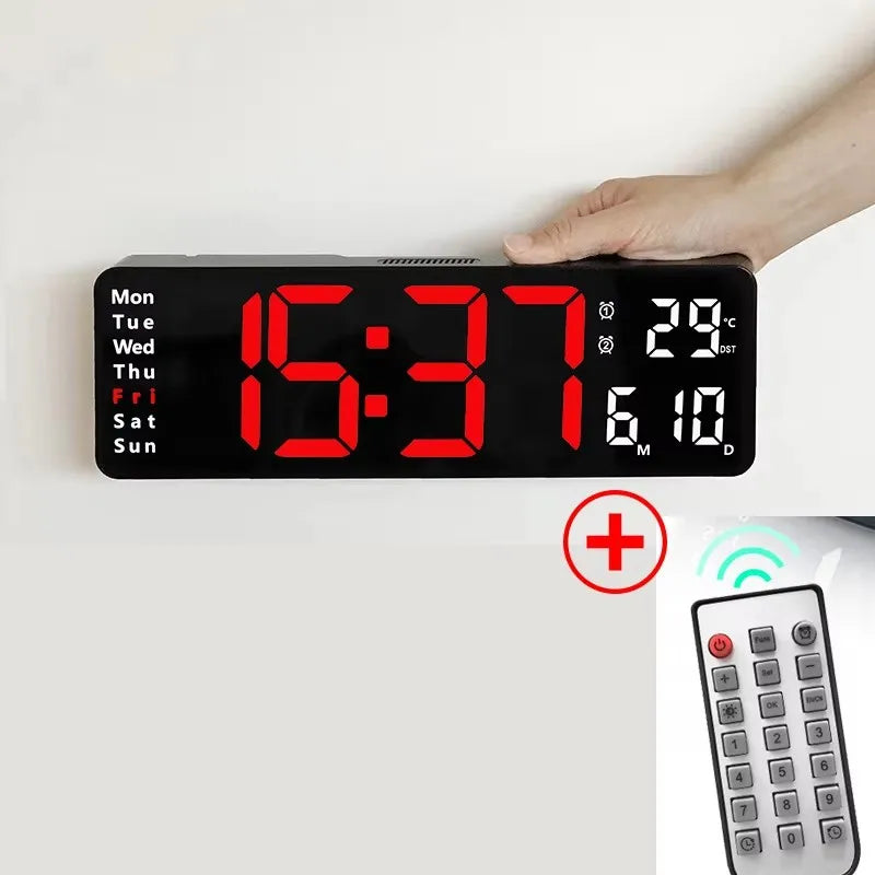 12inch Smart Mute LED Electronic Wall Clock with Thermometer