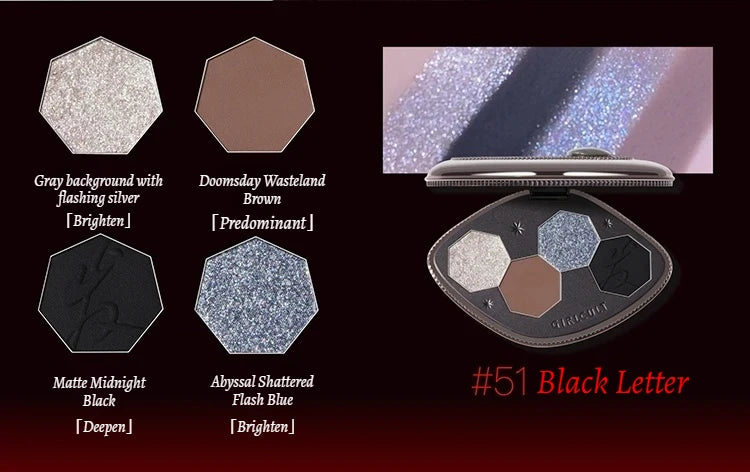 Girlcult Vegan 4 Color Eyeshadow Palette Shimmer Matte Chameleon Makeup for Halloween and Everyday Looks