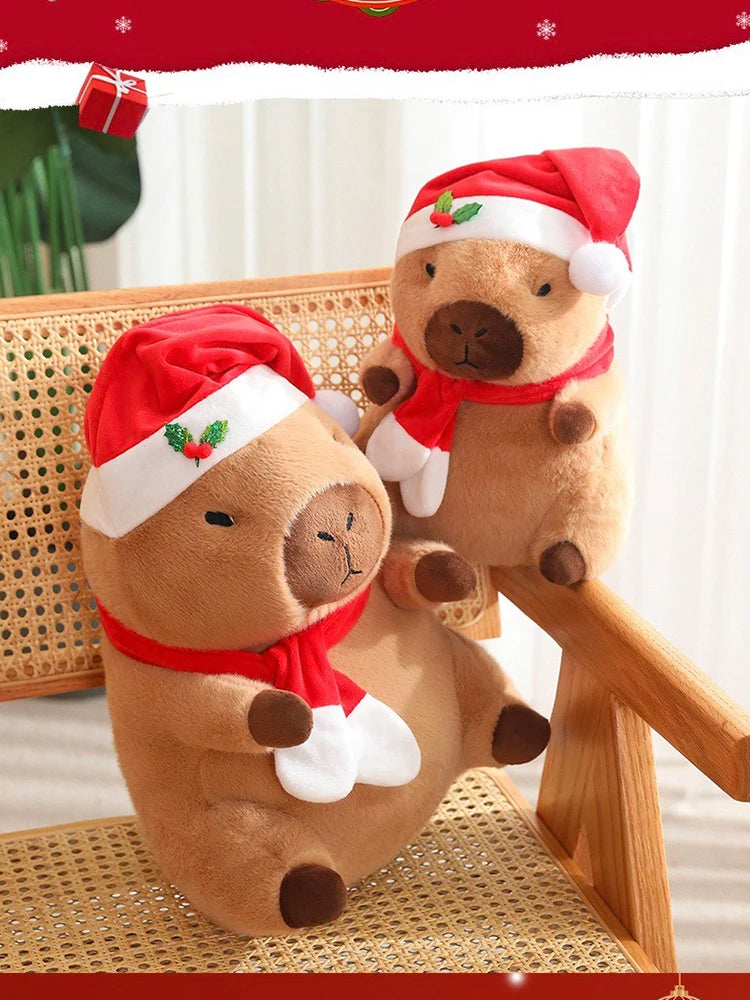 Christmas Capybara Plush Doll Soft Pillow Toy for Kids