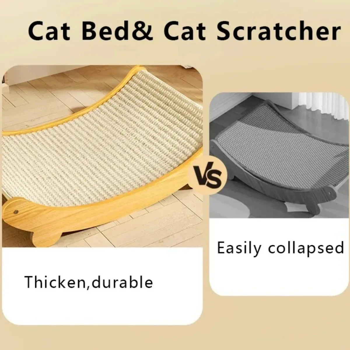 Wooden Cat Scratching Pads Multifunction Sleeping Bed Kitten Toys
