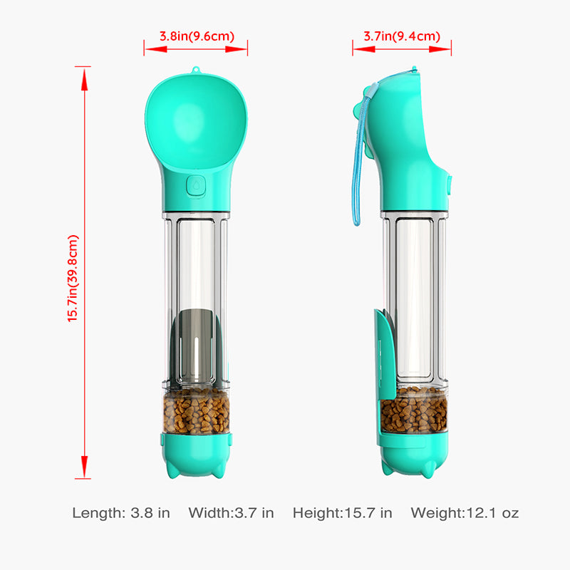 3 In 1 Portable Pet Dog Water Bottle Food Feeder Dispenser