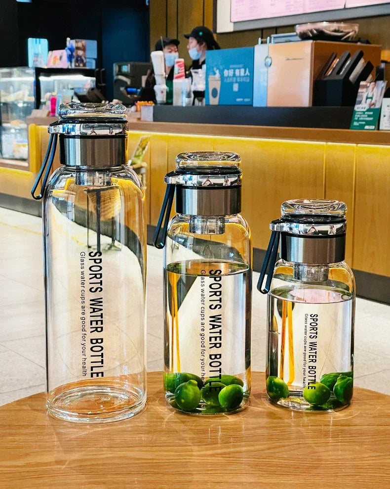 Large Capacity Glass Water Bottles – 0.75L to 2L Transparent Juice & Milk Bottle for Outdoor Travel & Sports