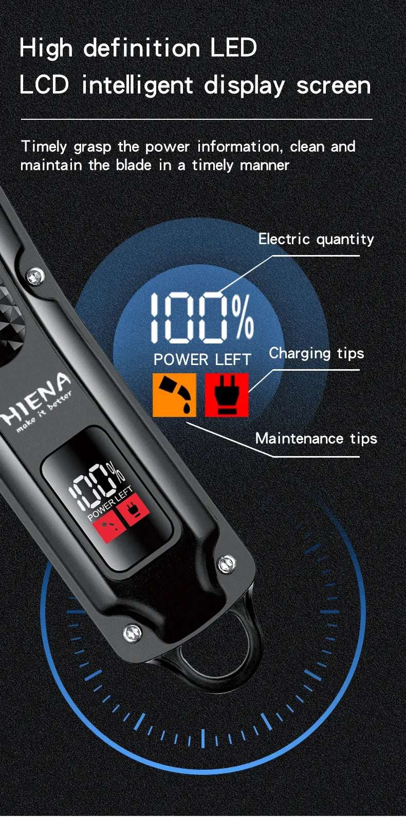 Cortadora de cabello eléctrica Hiena HYN-212, cortadora de barba inalámbrica recargable UBS, potente herramienta de corte para hombres